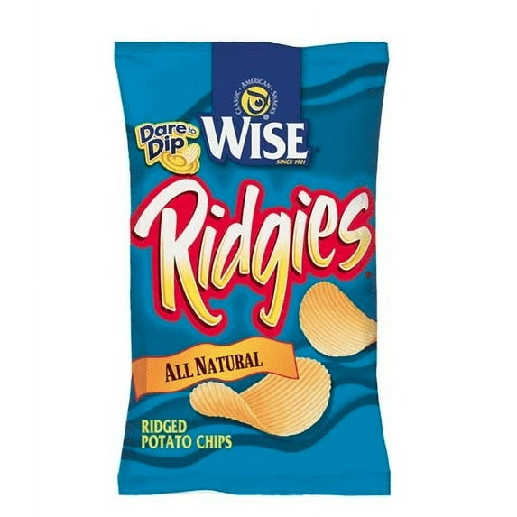 Wise Ridgies Original Ridged Potato Chips, 7.0-Oz Bags (Pack of 12)