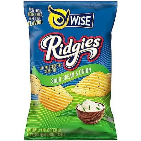 Wise Ridgies Sour Cream & Onion Ridged Potato Chips, 4-Pack 7.5 oz. Bags