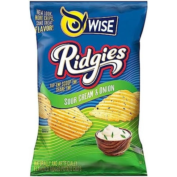 Wise Ridgies Sour Cream & Onion Ridged Potato Chips, 4-Pack 7.5 oz. Bags
