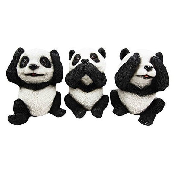 Wise See Hear Speak No Evil Giant China Pandas Set of 3 Decorative Figurines 5.75" Tall