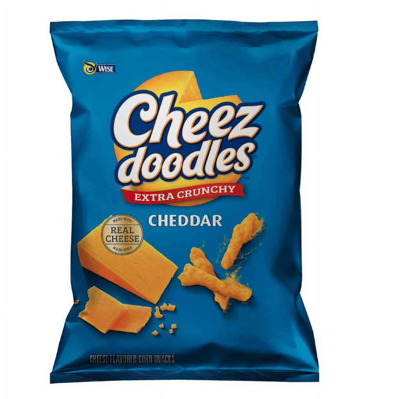 Wise Snacks Cheez Doodles Extra Crunchy Cheese Puffs, Real Cheddar