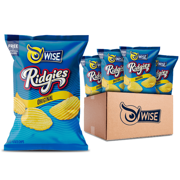 Wise Snacks Original Ridgies Potato Chips, 2.25 oz Bags, 18 Count