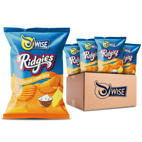 Wise Snacks Ridgies Cheddar & Sour Cream Potato Chips, 1 oz Bags, 42 Count
