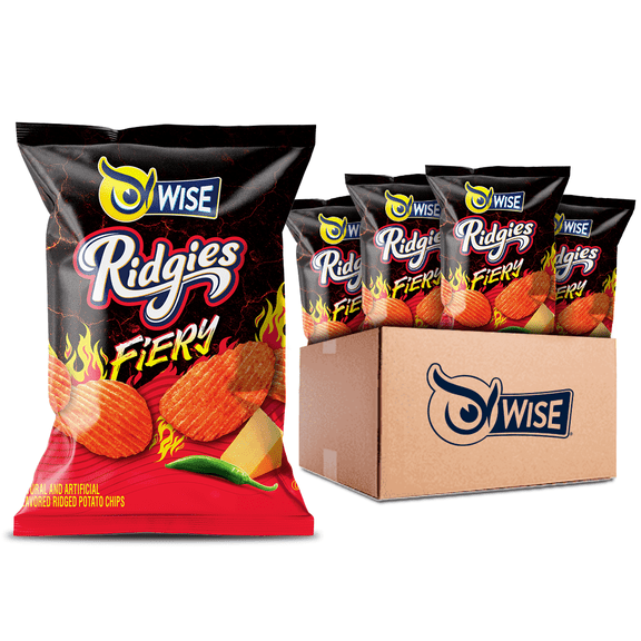 Wise Snacks Ridgies Fiery Potato Chips, 1 oz Bags, 42 Count