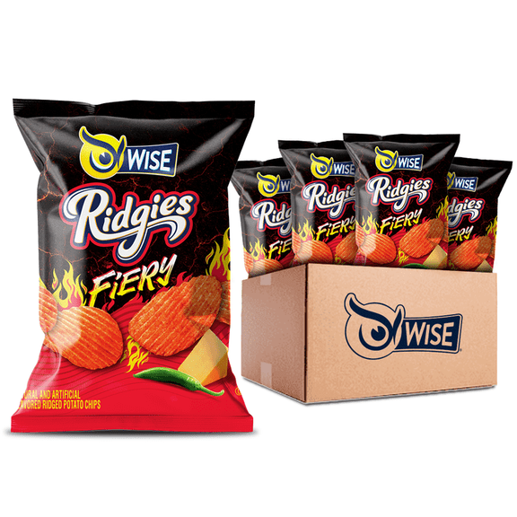 Wise Snacks Ridgies Fiery Potato Chips, 2.25 oz Bags, 18 Count