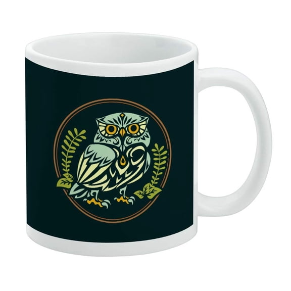 Wise White Tribal Owl White Mug