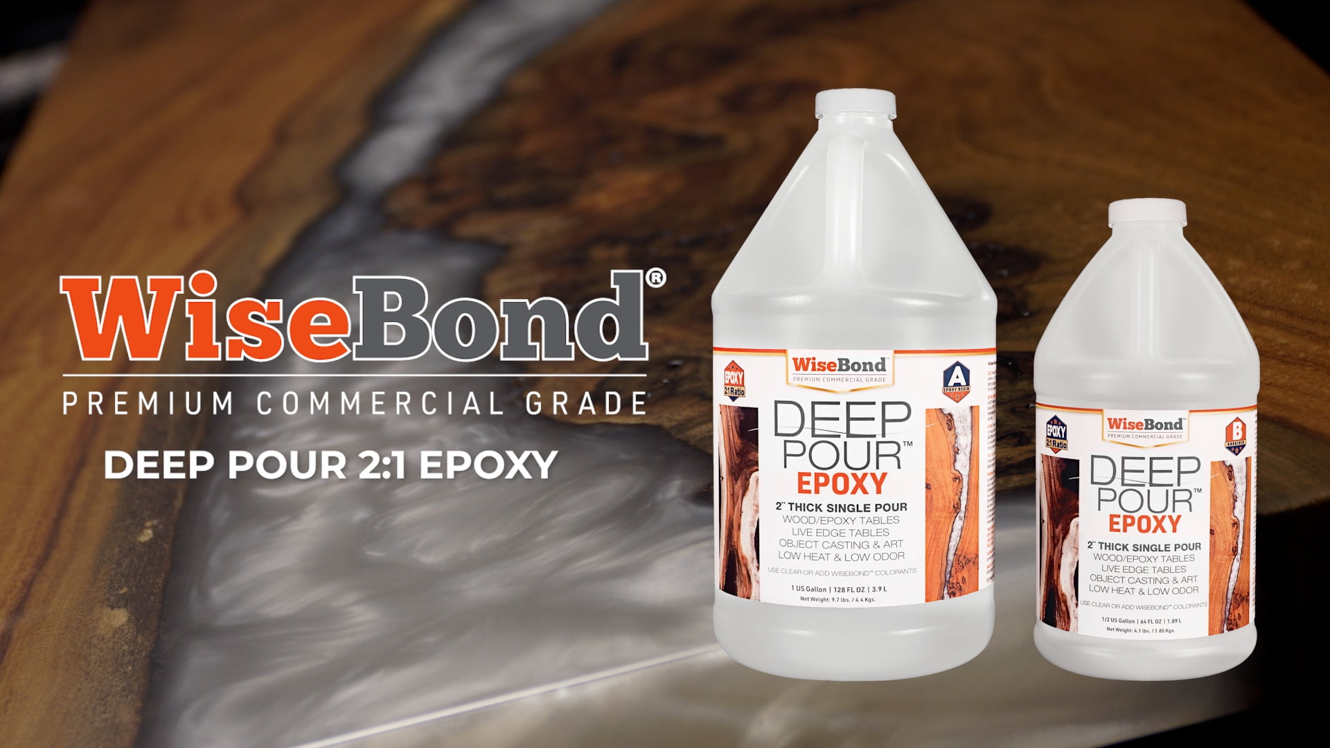 WiseBond Deep Pour Epoxy Resin 3/4 Gallon Kit, Slow Cure 21 Mix, Food