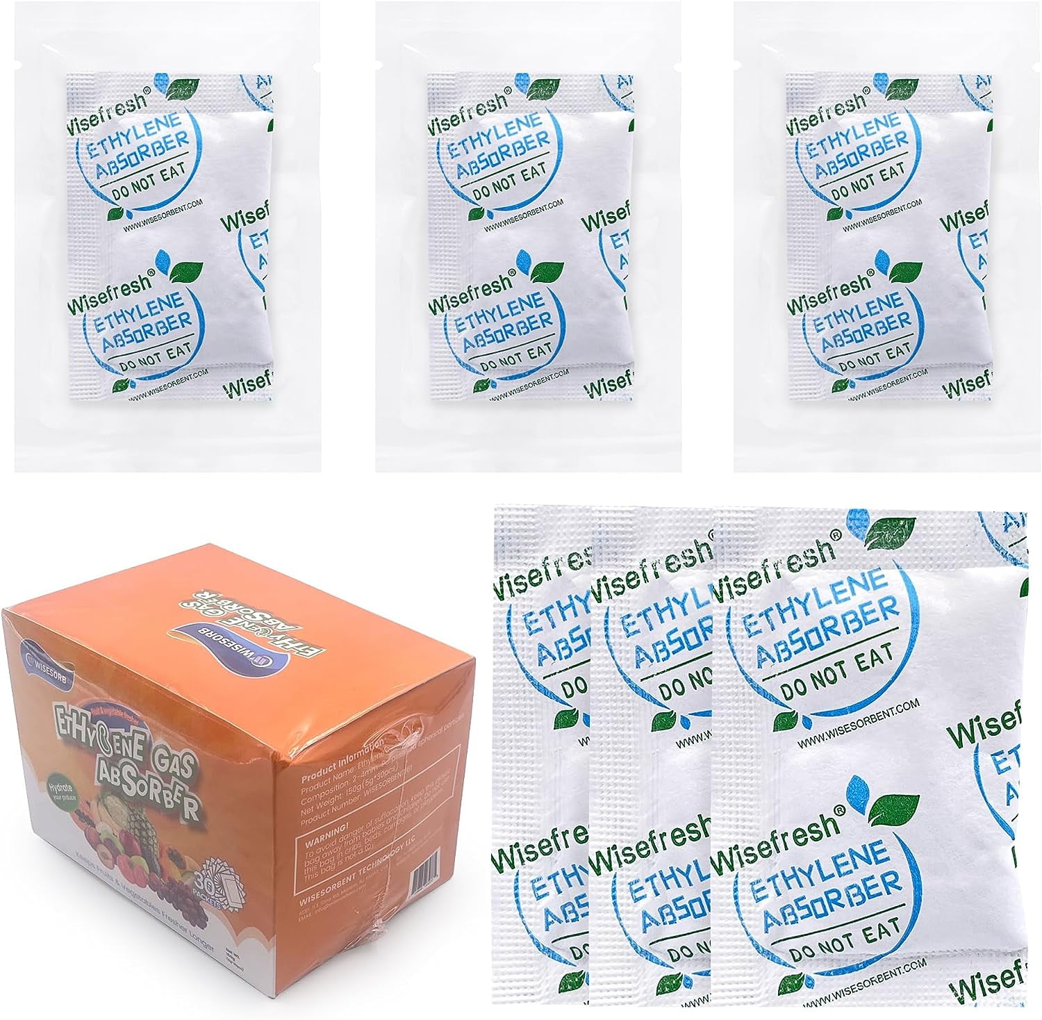 WiseFresh 30 Packs 5 Gram Ethylene Gas Absorber Packet, Vegetable