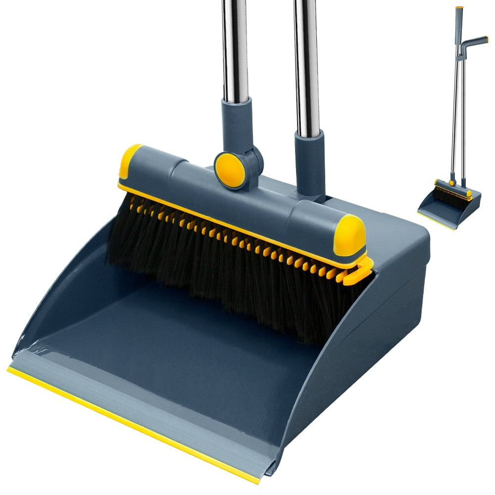 WiseWater Adjustable 50'' Broom and Dustpan Set with Comb Teeth