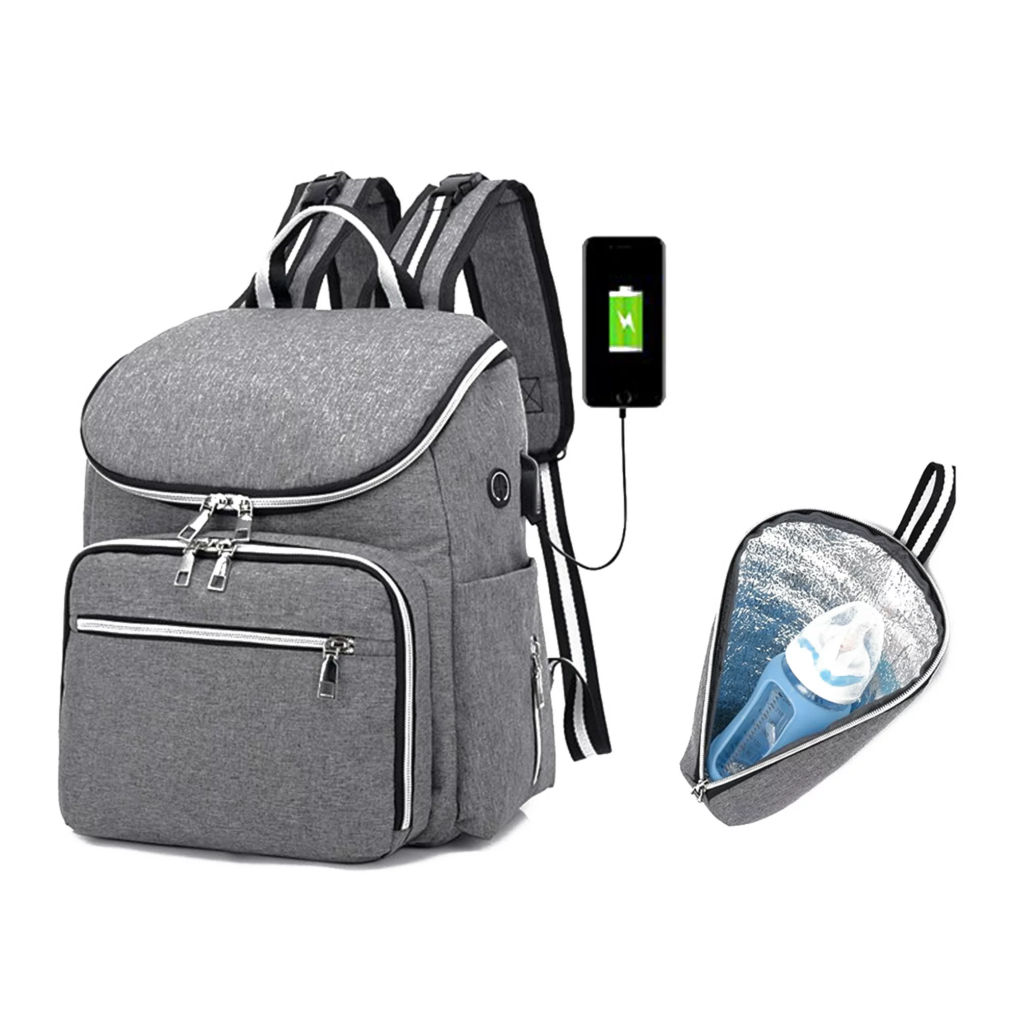 WiseWater Diaper Bag Backpack, Large Travel Backpack with USB Charging