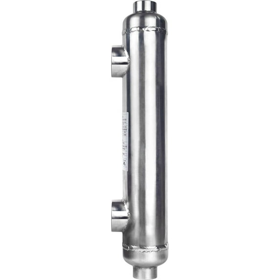 WiseWater Pool Heat Exchanger 155kBtu Stainless Steel 316L Same Side Ports 1 1/2" & 1" FPT for 11,900 Gallon for Spa/Solar/Pool Heating