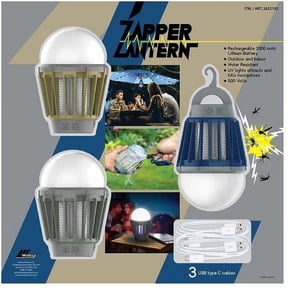 Wisely Indoor & Outdoor Rechargeable Bug Zapper Lantern, Black, 3 Count