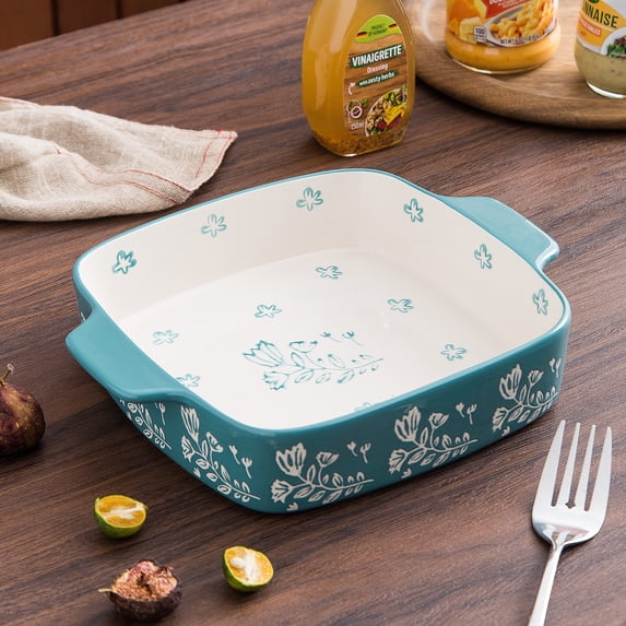 Wisenvoy 9 x 9 in Floral Porcelain Ceramic Baking Dish