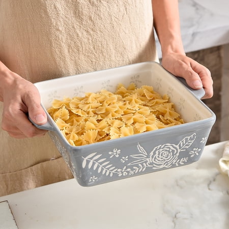 Wisenvoy Baking Dish 8 x 8 Ceramic Brownie Pan Gray, Bakeware Set
