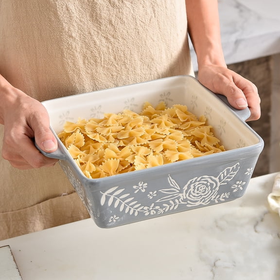 Wisenvoy Baking Dish 8 x 8 Ceramic Brownie Pan Gray, Bakeware Set