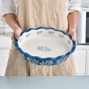 Wisenvoy Floral 9 Ceramic Pie Pan, Non-Stick