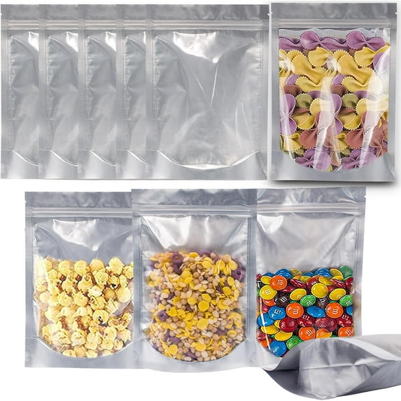 Wisesorb 1 QUART 90pcs Smell Proof Bags with Clear Window, 7"x10" Resealable Mylar Bags for Food Storage, Leak Proof Ziplock Stand Up Weed Bags Small Jewelry Bags