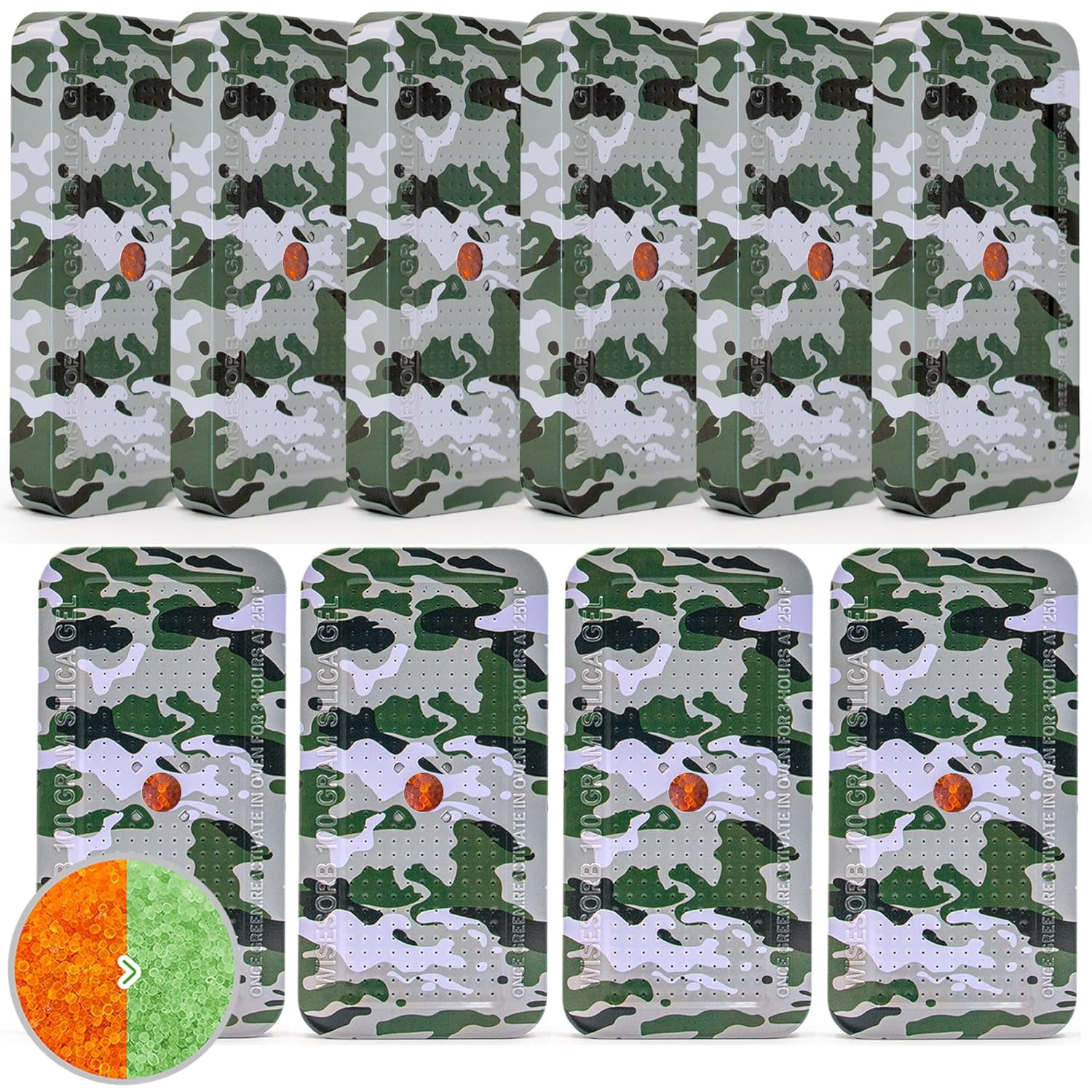 Wisesorb 100 Gram Gun Safe Dehumidifier, Pack of 10 Camouflage Pattern Reusable Silica Gel