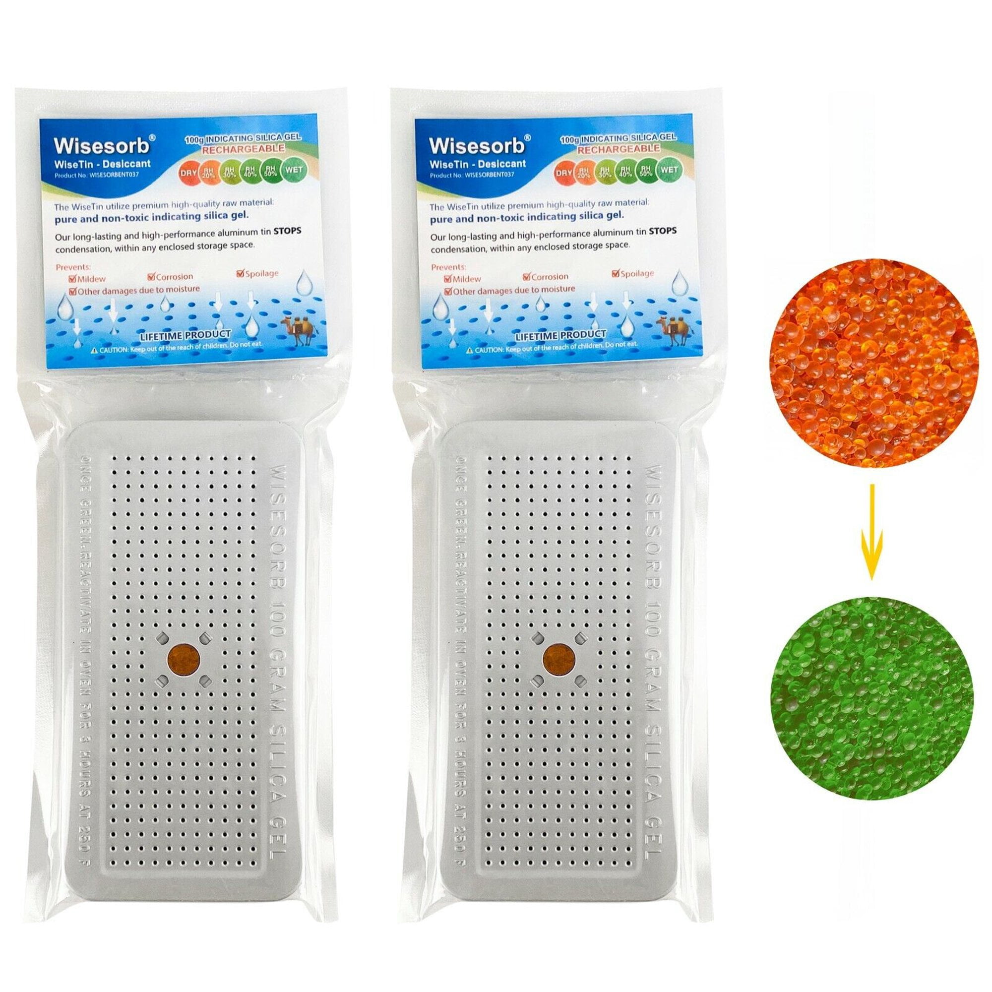 WEYSTOM 500g X 2 Packs Rechargeable Desiccant - Advanced Aramid Non-Woven Dehumidifier Bags For Gun And Car Safes - Toxic Free Orange Desiccant Packs - Foto 5