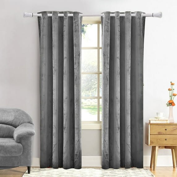 Wisewater 2 Panels Velvet Curtains Grommet Curtains Luxury Drapes, Light Blocking Curtain, Gray, 52x84 inch
