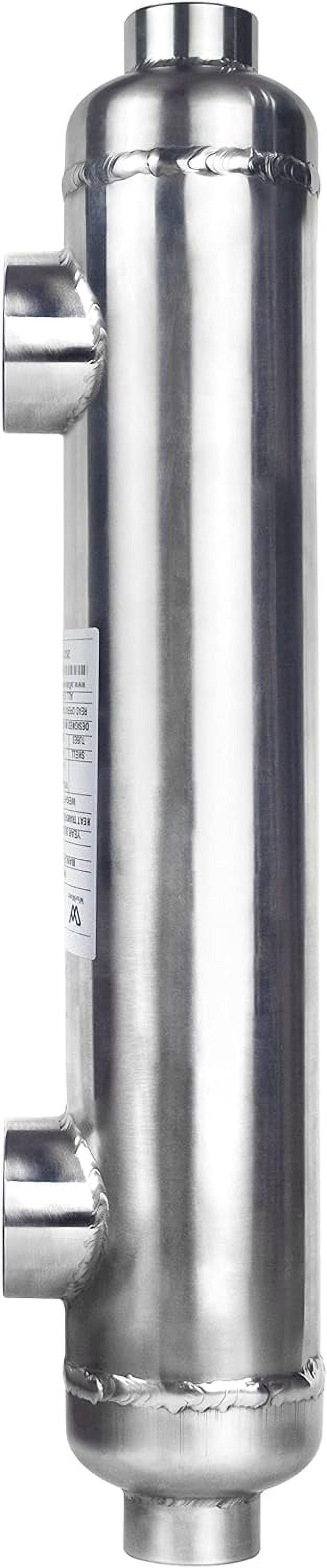 Wisewater Swimming Pool Heat Exchanger 55kBtu Stainless Steel 316L Same Side Ports 1 1/2" & 1" FPT