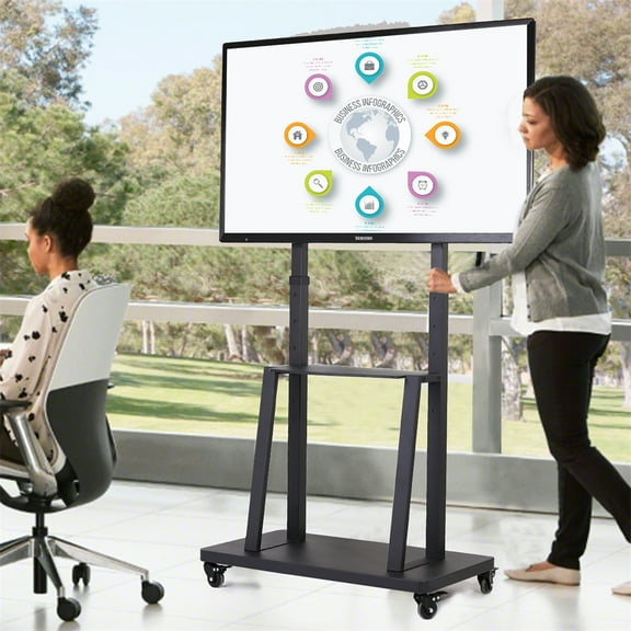 Wisfor 32-80" Large Rolling Floor TV Stand Cart Mount w/ Bracket,Height Adjustable