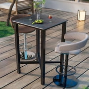 Wisfor 4 Person Vintage 41.4" High Pub Bar Table Breakfast Dining Tables Sturdy Metal Frame, Matte Gray