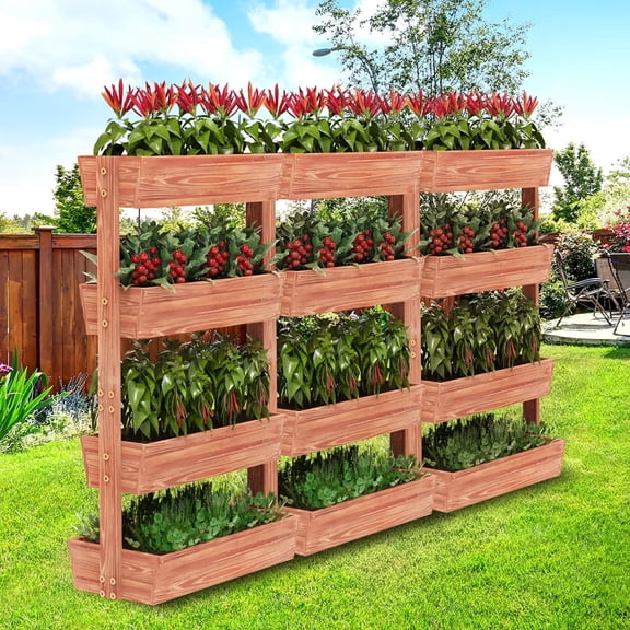 4 Tiers Wooden Raised Garden Bed Solid Tall Planter Boxes Outdoor Indoor, 25.6x55.5inch