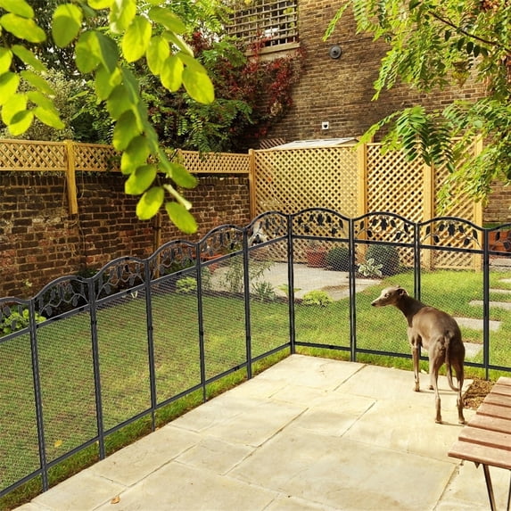 Wisfor 5 Metal Panel Garden Fence Pet Dog Playpens Edging Fencing with Lockable Gate, 23.6x43.3inch
