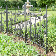 5 Panels Garden Decorative Fence Metal Black Patio Animal Barrier Border Fences, 27.2x26.3inch