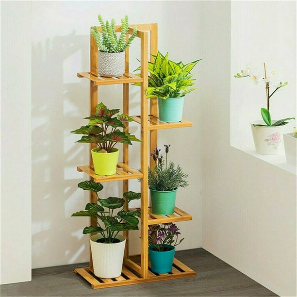 Wisfor 6 Tier Natural Bamboo Plant Stand Mothproof Flower Pot Ladder