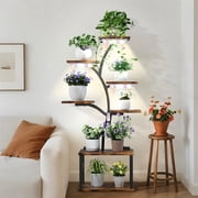 7 Tier Plant Stand Flower Shelf w/ Grow Lights Solid Wood & Metal, USB-Powered, 31.50x10.24x59.06 Inch
