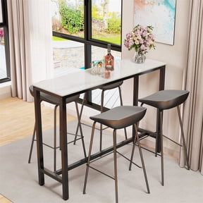 Wisfor Bar Table Rectangle Marble Coffee Table for Home Kitchen Pub Office, 48x16x41inch