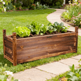 thumbnail image 1 of 35.4x11.8x13.3" Carbonized Pine Wood Raised Garden Bed Planting Box  Outdoor Backyard Vegetable Planter, 1 of 13