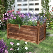 Wisfor Carbonized Pine Wood Raised Garden Bed Patio Outdoor Vegetable Plant Box, 23.6x11.8x13.3 inch