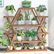Large Pine Wood Plant Stand Indoor Outdoor Garden Flower Shelf 8 Tiers for Multiple Pots