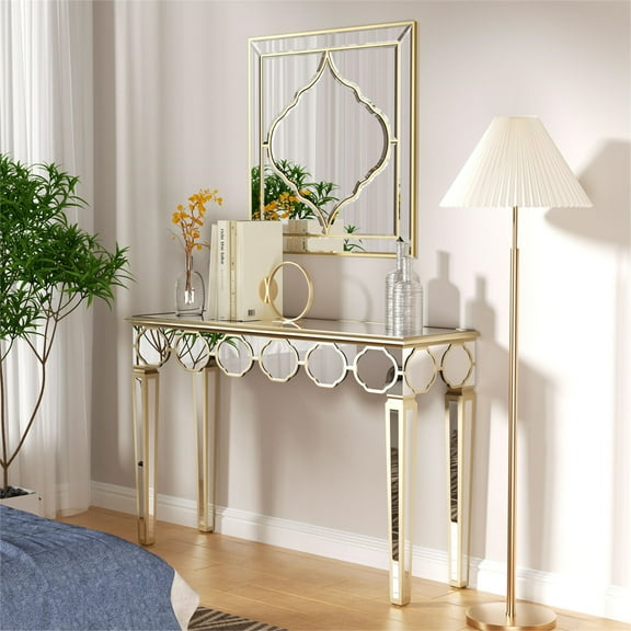 Wisfor Mirrored Console Table Rectangular Silver Entryway Table for Living Room, 47.24x13.77x30inch
