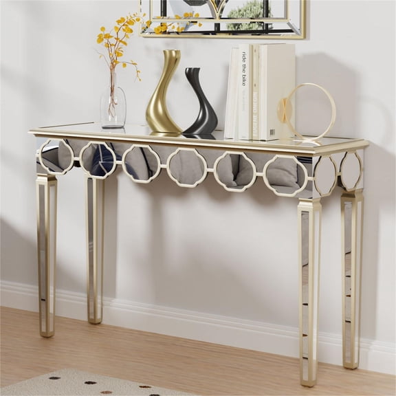 47" Mirrored Console Table Rectangular Silver Entryway Table for Living Room