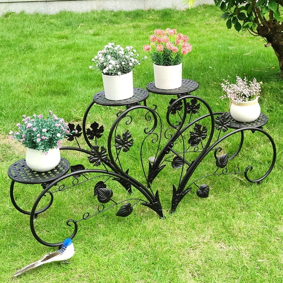 Garden Iron Rack Wisfor Wrought Iron Garden Porch Plant Stand, Heart Shaped 2 Set Metal ...