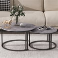 thumbnail image 1 of Wisfor Round Nesting Coffee Table Set of 2 Stackable Sintered Stone Side End Table, Gray, 1 of 12