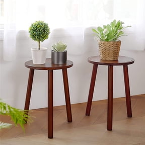 Wisfor Set of 2 Bamboo Side End Table Water-Proof Plant Display Stand Garden Stool ,16.5" Height