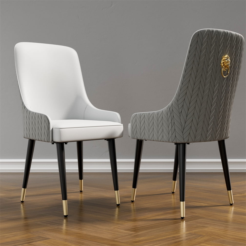Wisfor Set of 2 Microfiber Leather Dining Chairs Soft Upholstered Kitchen Chairs Seat,Grey Colour
