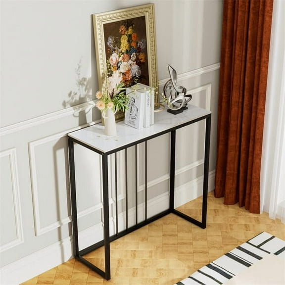 Wisfor Simple Narrow Entryway Console Table Living Room Sofa End Table, Glossy White, 31.50x11.81x30.71