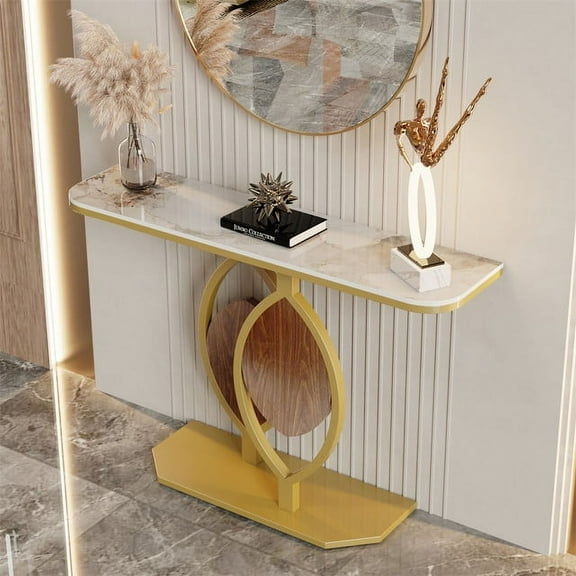 Wisfor Sintered Stone Console Table Hallway Display Stand Narrow Bar Table for Living Room Entryway