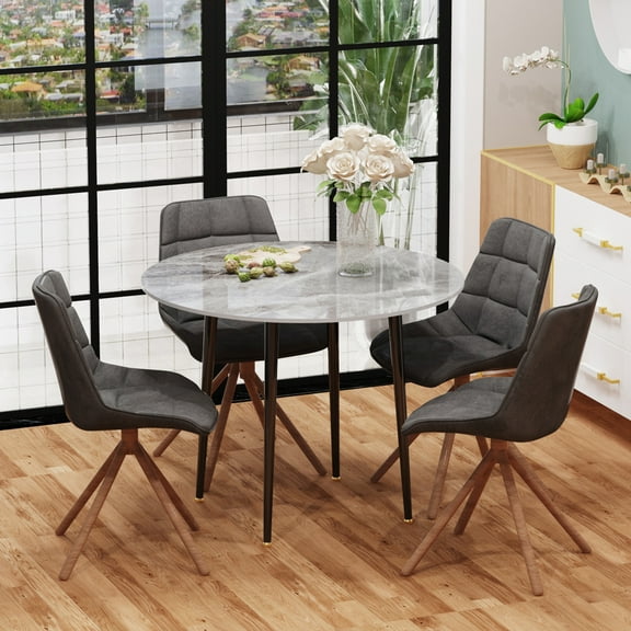 Wisfor Sintered Stone Round Dining Table Kitchen Table Leisure Coffee Table for Dining Room Restaurant