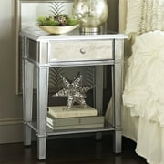 Wisfor Square Mirrored End Table 2-Tier Side End Table Nightstand Bedside Table with Drawer