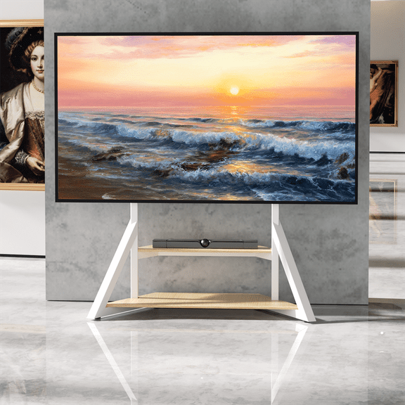 Wisfor White Universal 65"-100" LCD LED Flat TV Floor Stand TV Cart Mount Bracket, Hold up to 220lbs, Max Vesa 800x600mm