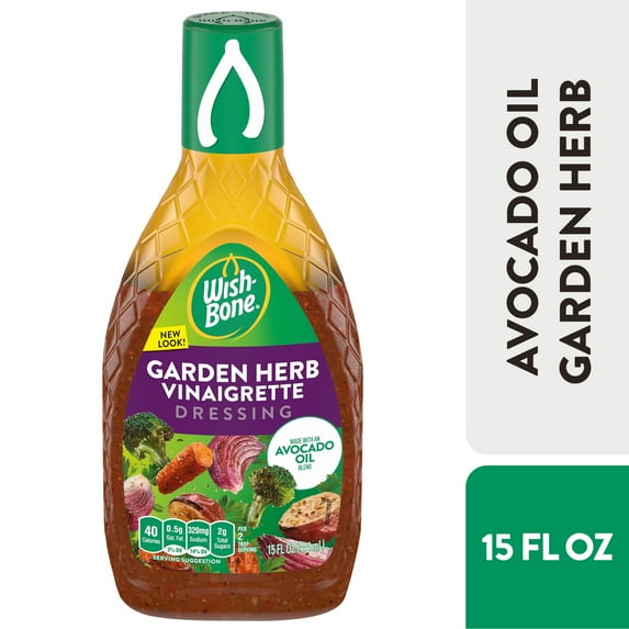 Wish-Bone Avocado Oil Blend Garden Herb Vinaigrette Salad Dressing 15 fl oz (Pack of 6)