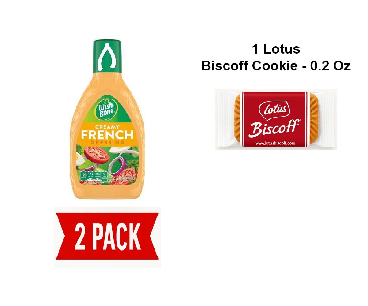 Wish-Bone Creamy French Salad Dressing, 15 Fl Oz - Pack Of 2 & Lotus Biscoff Cookie - 0.2 Oz - 1 ct