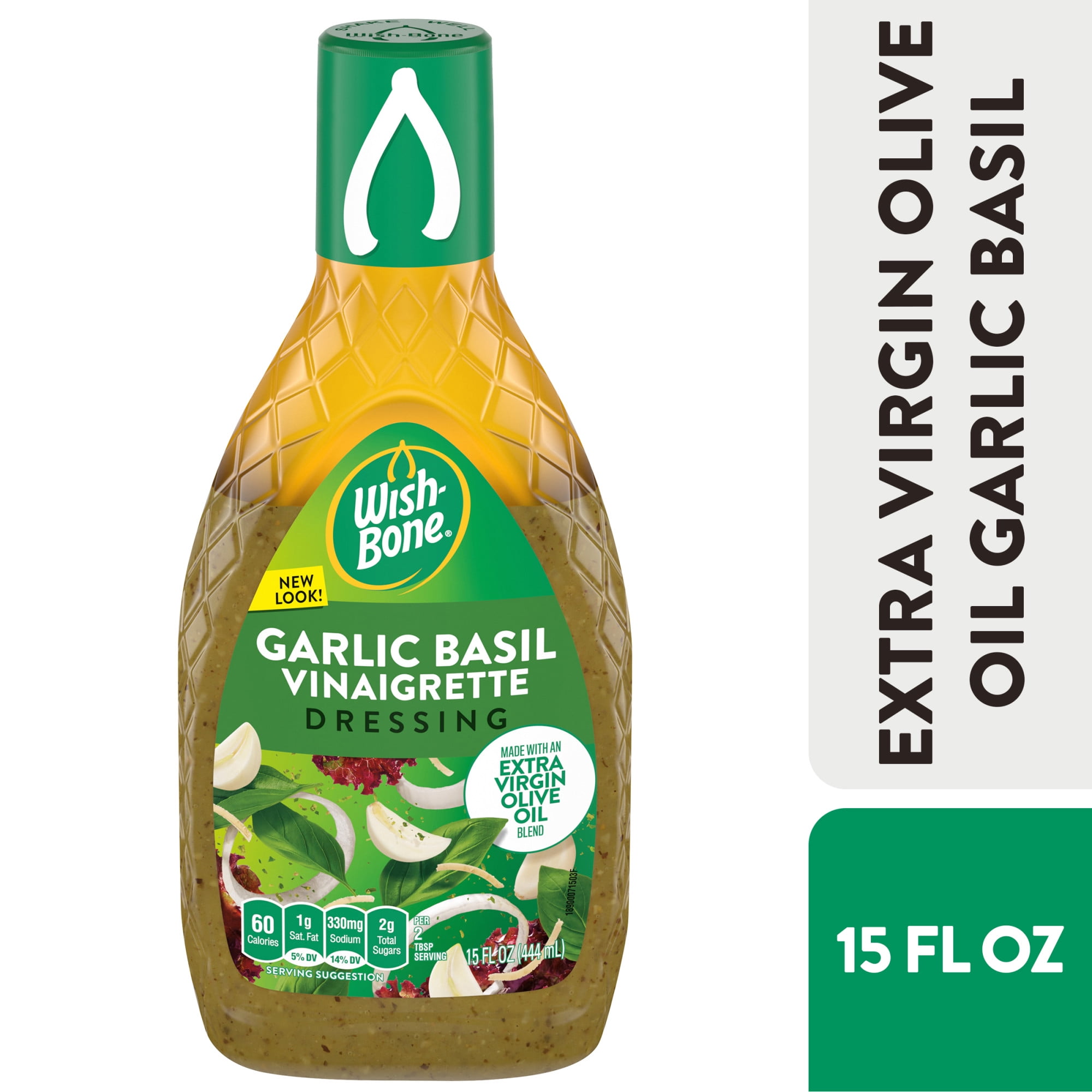 Wish-Bone Extra Virgin Olive Oil Blend Garlic Basil Italian Salad Dressing, 15 fl oz